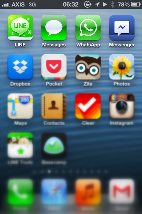 My main four messanging apps: Line, Message, Whatsapp and (Facebook) Messanger