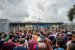The queue to enter the stadium
